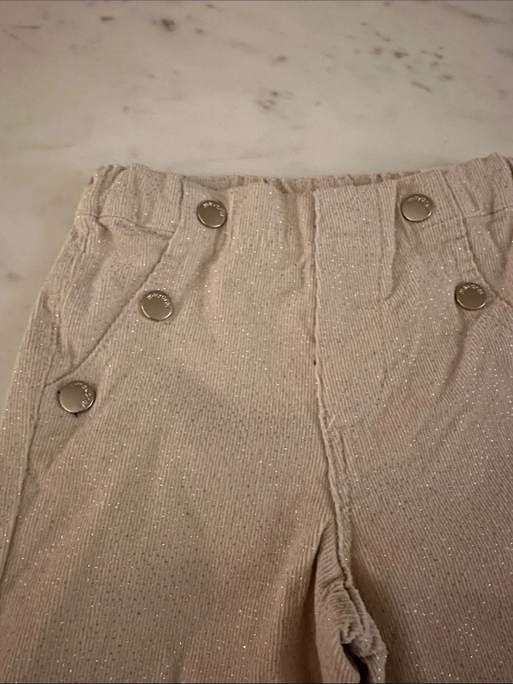 Mayoral Beige Sparkle Sailor-Button Pants